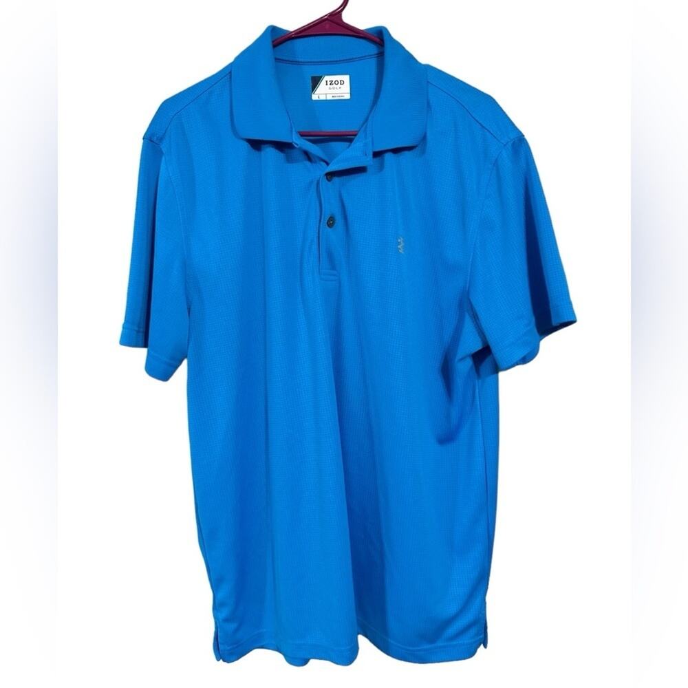 Izod Golf Blue Polo Short Sleeve Men’s Shirt Size Large